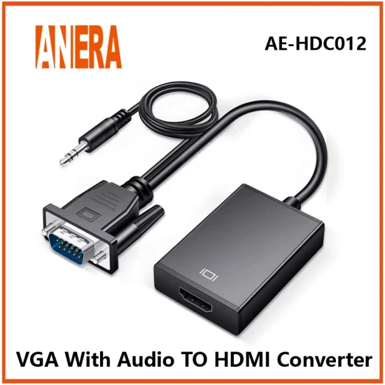 Anera ホットセール VGA - HDMI コンバーター ビデオ コンバーター アダプター ケーブル (オーディオ付き)